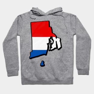 Red, White, and Blue Rhode Island Outline Hoodie